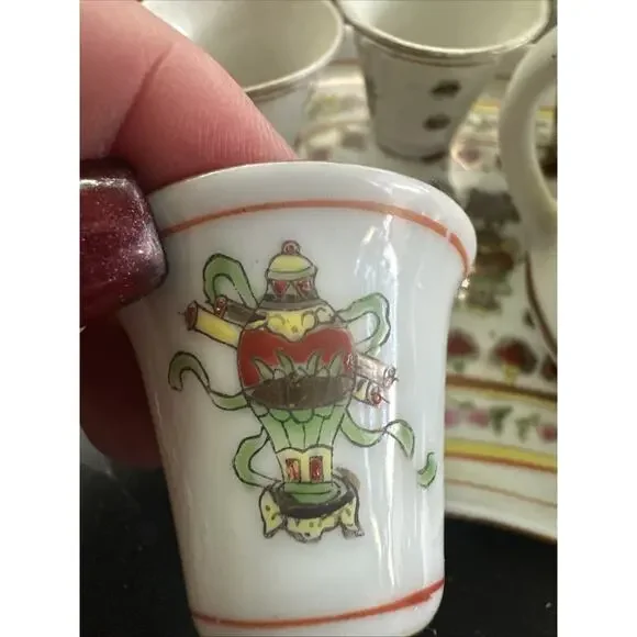 7 Piece Chinese Hand Painted Tea Set, Vintage. Home